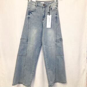 Generation K Wide Leg High Waist Light Wash Denim Jean NWT